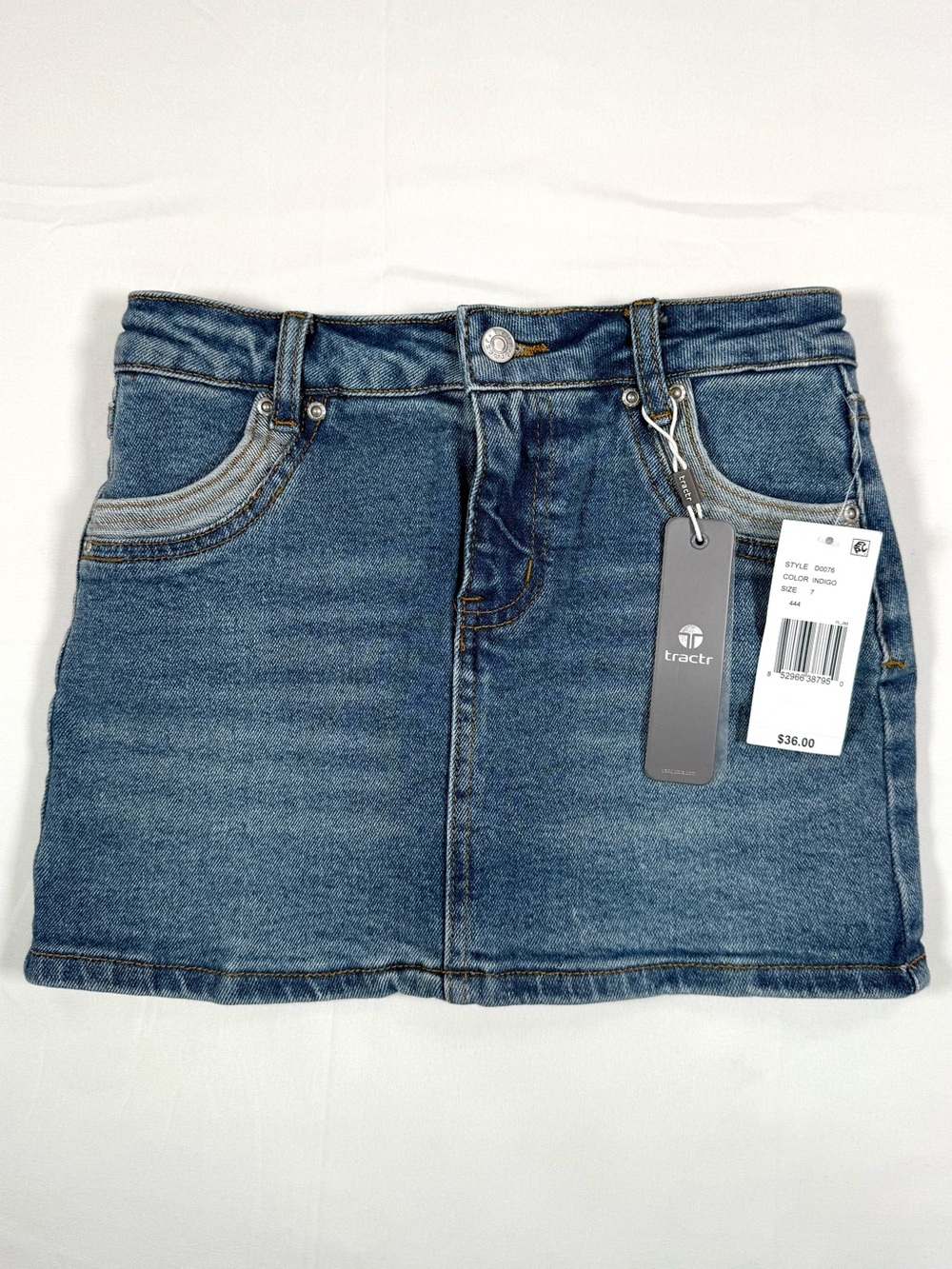 NWT TRACTR Girls Denim Skort Skirt 7 Bow Pocket Y2K Western Cowgirl Coquette NEW